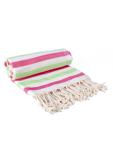 Towel to Go Hamamtuch in Pink/ Grün - (L)175 x (B)100 cm