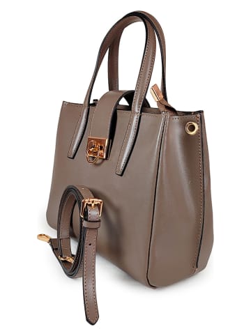 ORE10 Leder-Henkeltasche "Senio" in Taupe - (B)28 x (H)22 x (T)13 cm