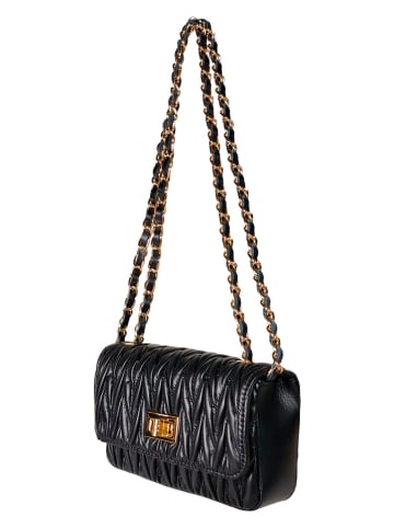 ORE10 Leren schoudertas "Brio" zwart - (B)20 x (H)12 x (D)7 cm