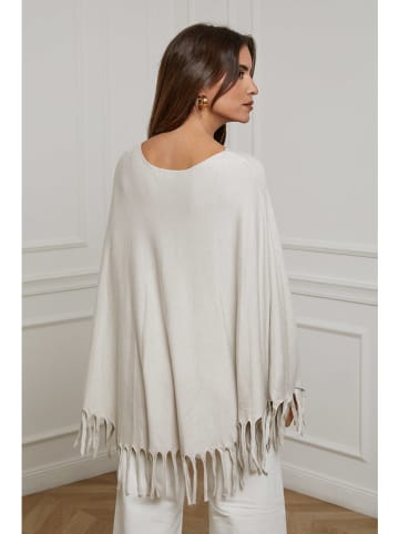 Soft Cashmere Ponczo w kolorze kremowym