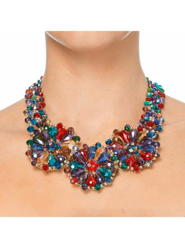 PATAGONIE Vergold. Halskette mit Kristallen - (L)45 cm