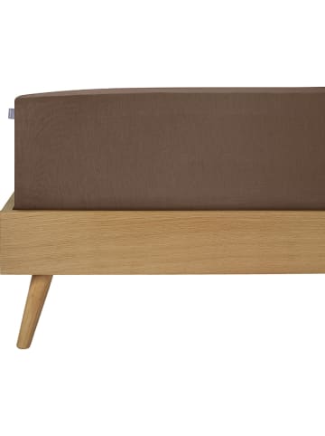 Schiesser Prześcieradło flanelowe "Finni" w kolorze brązowym na gumce