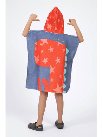 hippodino Badponcho "Dino" donkerblauw/rood