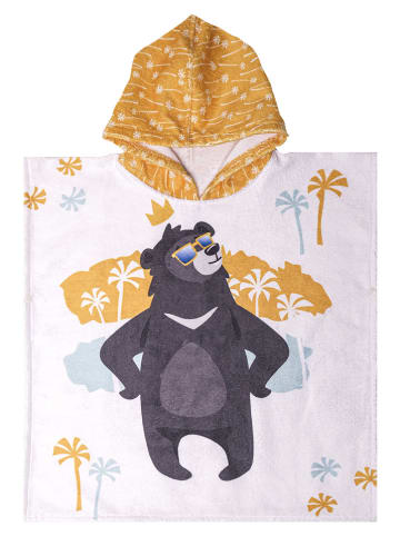 Woody Kids Ręcznik kąpielowy "Cool Bear" w kolorze żółtym z kapturem - 65 x 60 cm