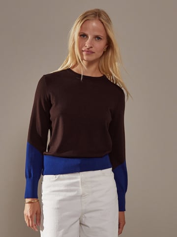 Rodier Wełniany sweter w kolorze niebiesko-brązowym