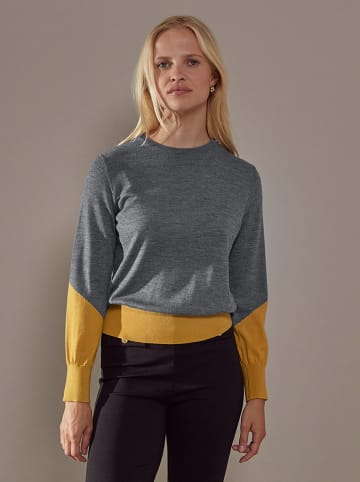 Rodier Wełniany sweter w kolorze jasnoszaro-musztardowym