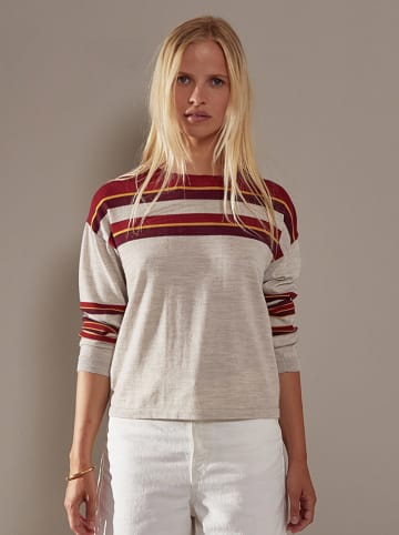 Rodier Wełniany sweter w kolorze jasnoszaro-czerwonym