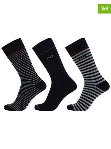 CR7 3er-Set: Socken in Schwarz/ Grau