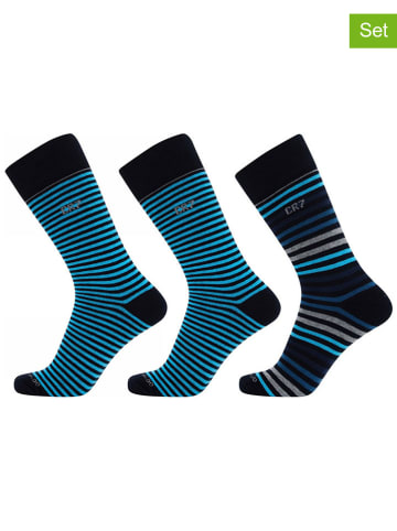 CR7 3-delige set: sokken zwart/blauw
