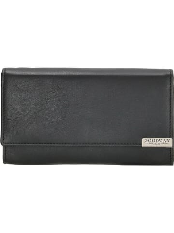 GOODMAN Skórzany portfel "Goodman" w kolorze czarnym - 17 x 9,5 x 4 cm