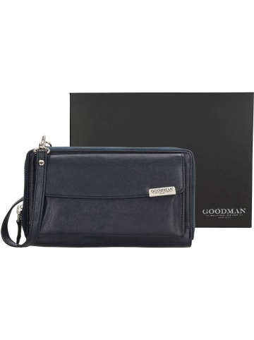 GOODMAN Skórzana torebka "Goodman" w kolorze granatowym na telefon - 11 x 9 x 4 cm