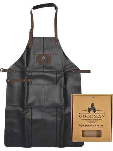 GOODMAN Leder-Grillschürze in Schwarz - (B)63 x (H)85 x (T)0,50 cm
