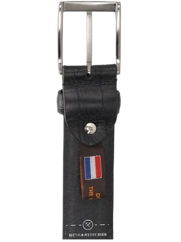 HIDE & STITCHES Leder-Gürtel "Frisco" in Schwarz
