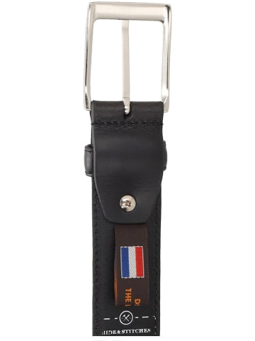 HIDE & STITCHES Leren riem "Frisco" zwart