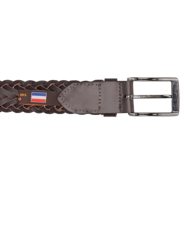 HIDE & STITCHES Skórzany pasek "Frisco" w kolorze ciemnobrązowym