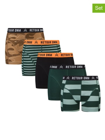Retour 5er-Set: Boxershorts "Ralf" in Grün/ Hellbraun/ Schwarz
