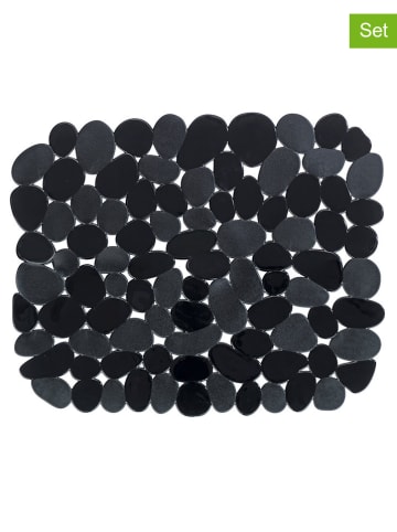Wenko 2er-Set: Waschbeckenmatten in Grau/ Schwarz - (L)31 x (B)26 cm