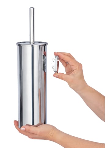 Wenko Toiletborstelgarnituur "Basic" zilverkleurig - (H)37,5 cm