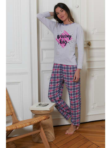 Just for Victoria Pyjama "Lital" lichtgrijs/donkerblauw