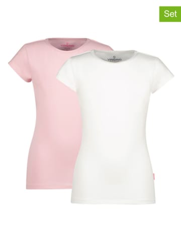 Vingino 2-delige set: shirts wit/lichtroze
