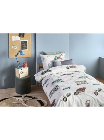 Hanneke de Jager Renforcé beddengoedset "Garage" wit/meerkleurig