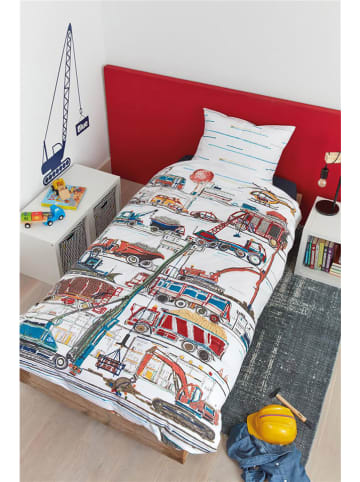 Hanneke de Jager Renforcé beddengoedset "Under Construct" wit/meerkleurig