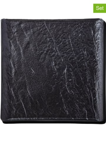 Wilmax 6-delige set: serveerborden zwart - (L)17 x (B)17 cm