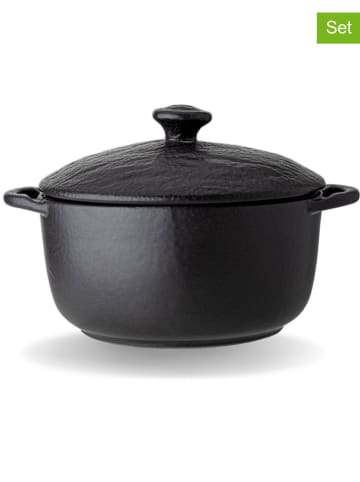 Wilmax 2-delige set: pan met deksel zwart - 600 ml
