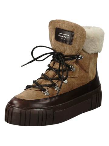 GANT Footwear Skórzane botki zimowe "Snowmont" w kolorze beżowo-brązowym