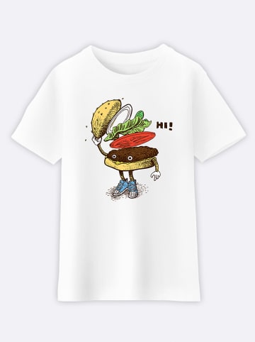 WOOOP Shirt "Burger Greeting" in Weiß