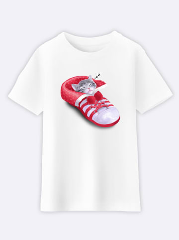 WOOOP Shirt "Cat in the shoe" in Weiß
