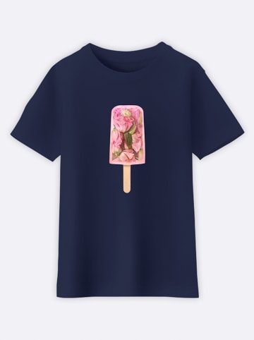 WOOOP Koszulka "Floral Popsicle" w kolorze granatowym