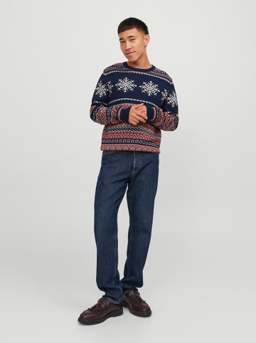 Jack & Jones Pullover "Xmas Snowball" in Dunkelblau/ Rot