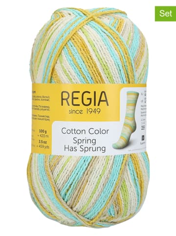 Regia 5er-Set: Baumwoll-Mixgarne "Cotton Color" in Gelb/ Türkis - 5x 100 g