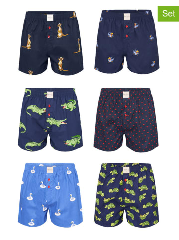 Phil & Co. Berlin 6er-Set: Boxershorts in Dunkelblau/ Blau