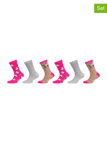 S. Oliver 6er-Set: Socken in Pink/ Grau/ Hellbraun