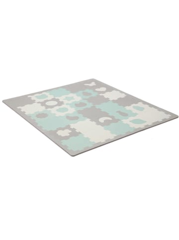 Kinderkraft Mata piankowa-puzzle w kolorze szaro-turkusowym - 165 x 185 cm - 10 m+