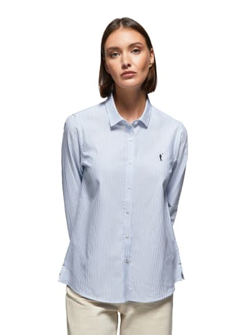 Polo Club Blouse - comfort fit - lichtblauw/wit