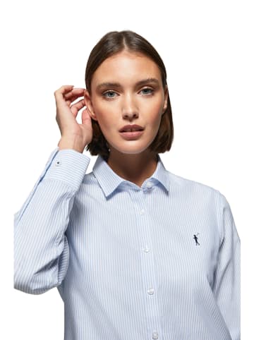 Polo Club Blouse - comfort fit - lichtblauw/wit