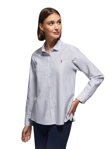 Polo Club Blouse - comfort fit - blauw/wit