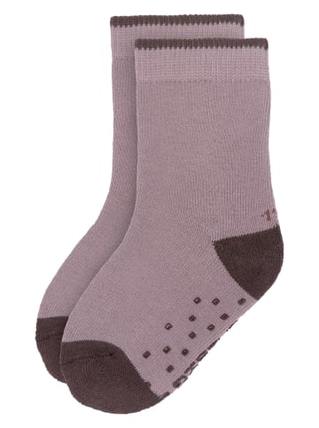 Lässig 2er-Set: ABS-Socken in Beige/ Lila