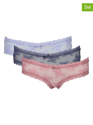 Hunkemöller 3er-Set: Slips in Hellblau/ Pink Dunkelblau