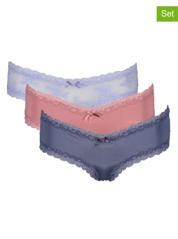 Hunkemöller 3er-Set: Slips in Hellblau/ Pink Dunkelblau