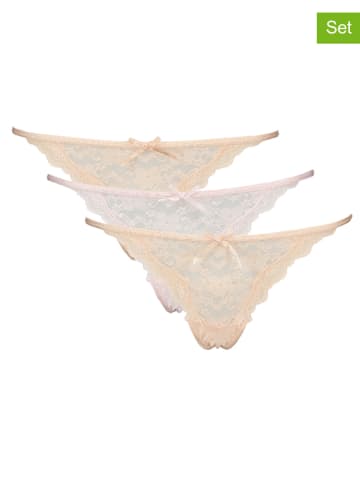 Hunkemöller 3er-Set: Strings in Beige/ Rosé