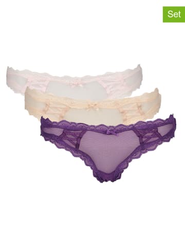 Hunkemöller Figi (3 pary) w kolorze beżowym, jasnoróżowym i fioletowym