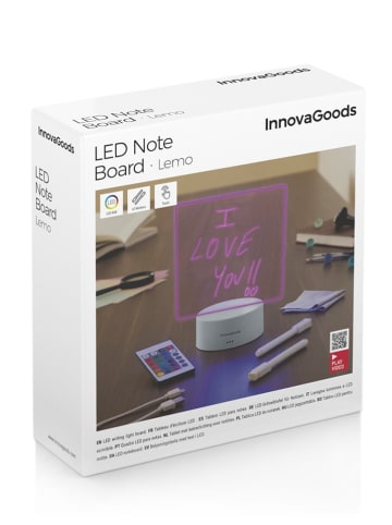 InnovaGoods Tablica dekoracyjna LED w kolorze jasnoszarym - 15 x 19 cm