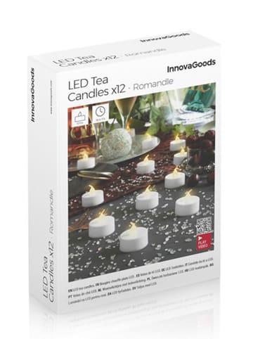 InnovaGoods 12er-Set: LED-Teelichter in Weiß - Ø 3,5 cm