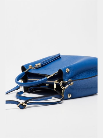 Christian Laurier Leder-Henkeltasche "Lamy" in Blau - (B)27 x (H)18 x (T)11 cm