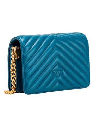 Pinko Skórzana torebka w kolorze niebieskim - 19 x 11,5 x 7 cm