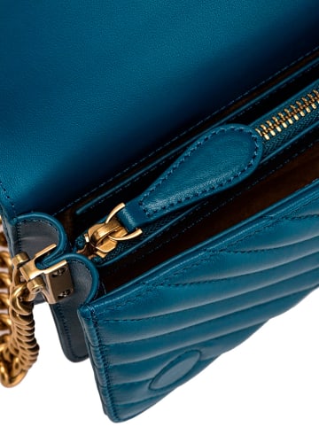 Pinko Skórzana torebka w kolorze niebieskim - 19 x 11,5 x 7 cm